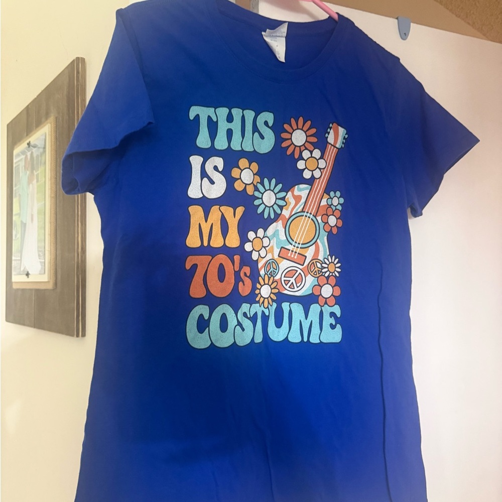 Blue Graphic Tee "This Is My 70's Costume"